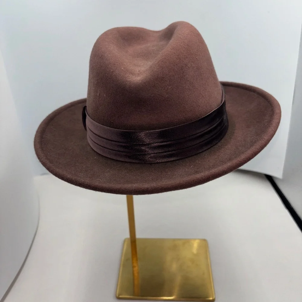Vintage 80’s St. Patrick wool Dark Brown Fedora with Satin Lining hat